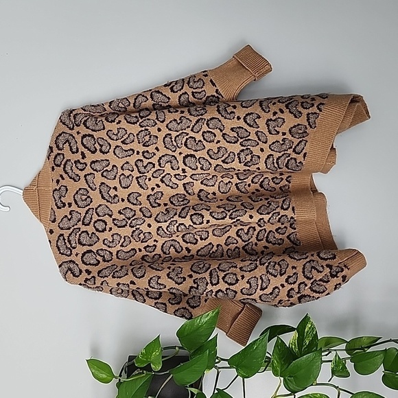 Leopard print open front cardigan sweater one size - Picture 6 of 6